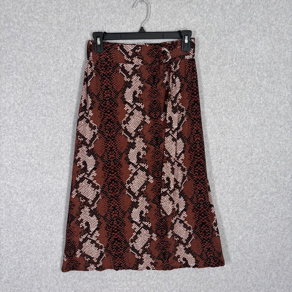POSH Skirt Small Midi Snakeskin‎ Flowy Belt Animal Neutral Festival Python Boho